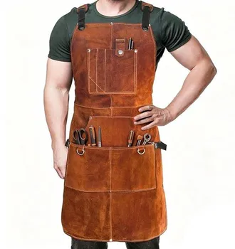 OEM Delantal De Trabajo, Resistente Al Calor, Con 6 Bolsillos, Ajustable, Unisex, Mec&aacute;nico, Taller, Regalo Para El D&iacute;a Del Padre O Cumplea&ntilde;os, Marr&oacute;n
