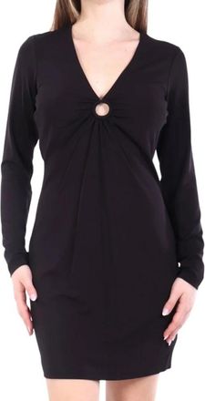 Michael Kors Stretch Matte Jersey Keyhole Jurk - Dames - Korte kleedjes - Zwart - S - Polyester - Kleedjes