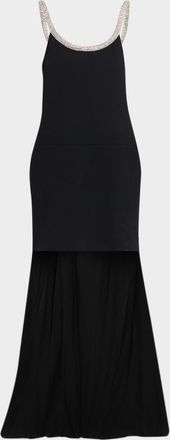 Tom Ford Crystal Sleeveless Grain De Poudre High-Low Gown