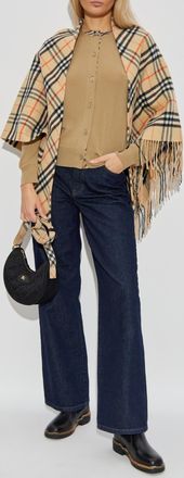 Burberry Wool Poncho, Womens, Beige