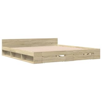vidaXL Cama Con Cajones Madera Ingenier&iacute;a Roble Sonoma 180x200 Cm Vidaxl