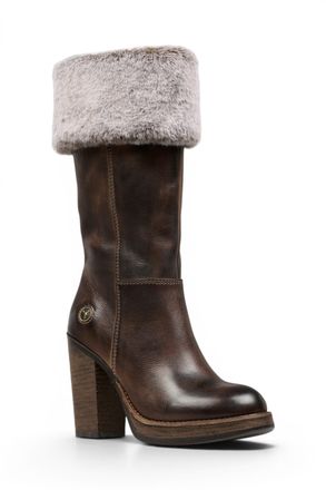 Windsor Smith Womens Mid Calf Brown Leather High Heel Fur Boots - Lovestruck