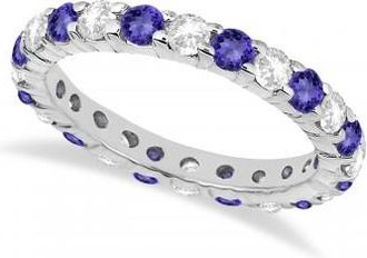 Allurez Eternity Lab Grown Diamond & Tanzanite Ring Band 14k White Gold (2.40ct)