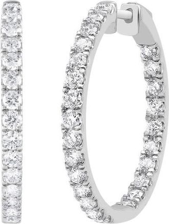 Grown Brilliance 2.00 Carat Diamond, Sterling Silver Inside-Out Round Cut Lab-Grown Diamond Hoop Earring (J, VS-SI)