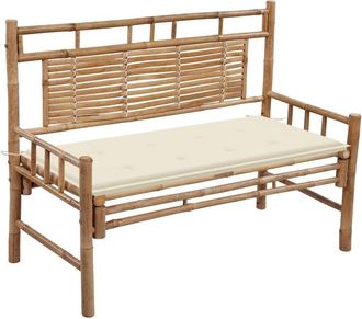 vidaXL Banco De Jard&iacute;n Con Coj&iacute;n Bamb&uacute; 120 Cm Vidaxl