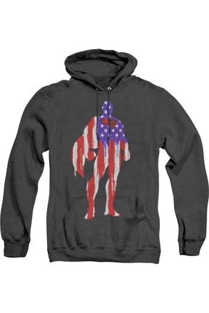Gildan Superman Flag Silhouette Adult Heather Hoodie / Hooded Sweatshirt