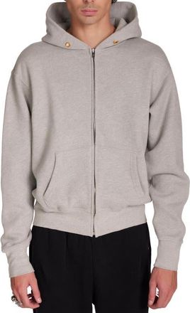 Les Tien Heavyweight Cropped Zip Hoodie in Heather Grey at Nordstrom, Size Xx-Large