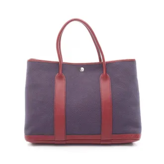 Herm&egrave;s Bordeaux Navy Buffle Skipper Leather Handbag Tote Bag (Pre-Owned)