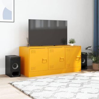Berkfield Home TV Cabinet Mustard Yellow 99x39x44 cm Steel | Size: 99 x 39 x 44 cm
