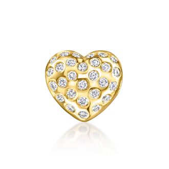 Ross-Simons Lab-Grown Diamond Puffy Heart Bead Charm in 18kt Gold Over Sterling