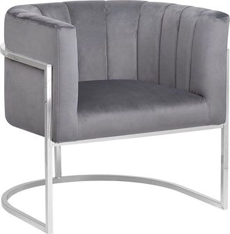 Beliani Sillón terciopelo gris