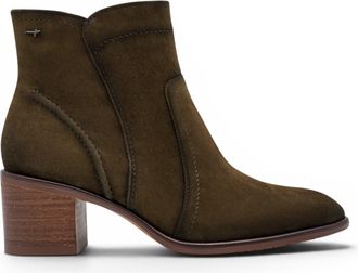 Tamaris Womens Olive Green Suede Leather Heeled Ankle Boots - 25313-47
