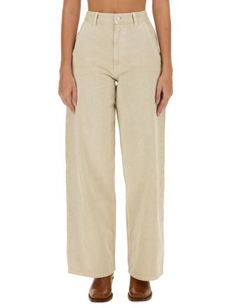 Isabel Marant Beige Solene Cotton Wide-Leg Jeans
