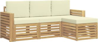 vidaXL Conjunto De Sof&aacute;s De Exterior 4 Uds. Blanco Y Crema Poli&eacute;ster Vidaxl