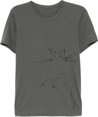Yohji Yamamoto T-shirt con stampa - Grigio