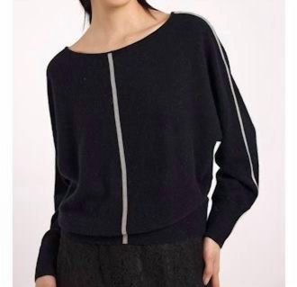 Brodie Bree Bead Overarm Batwing Cashmere Sweater In Black