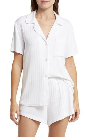 Eberjey Relaxed Rib Short Pajamas in White at Nordstrom, Size X-Small