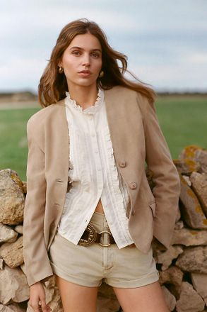 LaMarque Abitha Collarless Suede Blazer Jacket