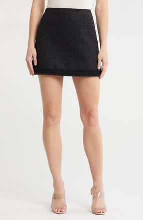 Alice & Olivia Riley Fringe Edge Tweed Miniskirt in Black at Nordstrom Rack, Size 2