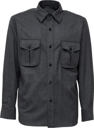 Caruso Overhemden, Heren, Grijs, XL, Overshirt Tessuto 120s