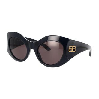 Balenciaga Sunglasses, unisex, Black, 56 MM, Round Hourglass Sunglasses with BB Logo