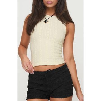 Princess Polly Dystran Lace Crop Tank in Light Beige at Nordstrom, Size 12