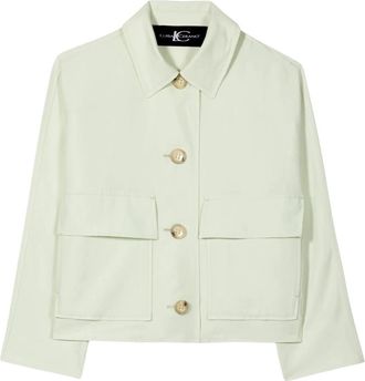 Luisa Cerano Hemdblusenjacke aus Leinen-Mix - Dames - Zomerjassen - Groen - XL - Leer - Jassen
