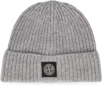 Stone Island Grey Knitted Beanie Cap