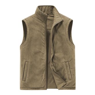 Generic Fleece Gilet for Men UK Thermal Winter Work Vest Lightweight Sleeveless Jacket with Full Zipper Warm Outdoor Outerwear Gilets Winter Fleece Body Warme