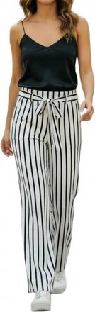 Joseph Ribkoff Striped Knit Wide Leg Pants In White Blue
