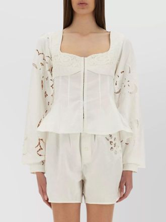 Marine Serre linen fitted blouse