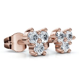 Pompeii3 Mini Trio Diamond Studs 14k Gold Lab Grown Womens Earrings