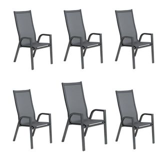 ED&Egrave;N JARD&Iacute; Pack 6 sillones de jardin apilable antracita