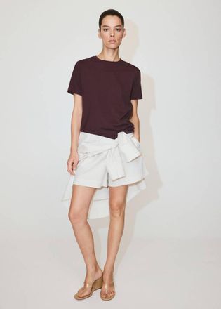 Mango Maglietta cotone collo stondato bordeaux - Donna - XXS - MANGO