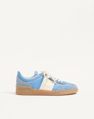 Valentino Garavani Sneaker Low Top Upvillage In Crosta E Nylon Uomo AZZURRO/AVORIO 39.5