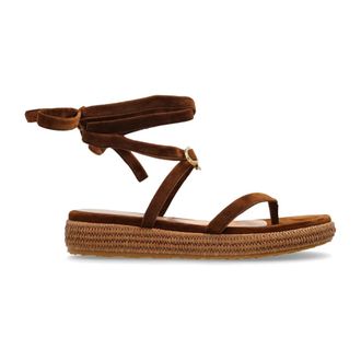 Gianvito Rossi Flat Sandals, female, Brown, Size: 11 US Suede sandals