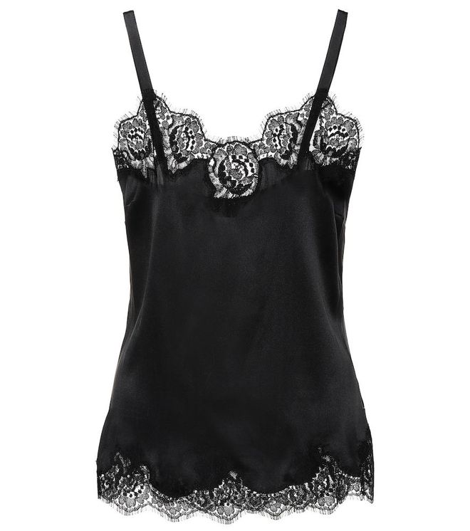 Lace-trimmed satin camisole