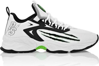 Plein Sport Lo-Top Sneakers Tiger Scratch Unisex in White/greenfluo at Nordstrom, Size 41