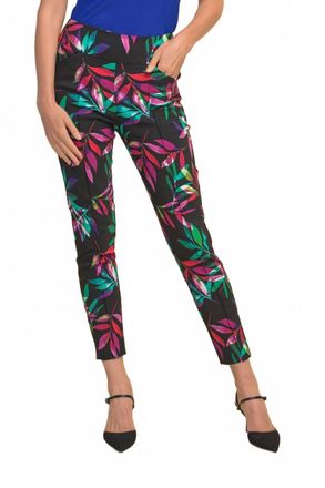 Joseph Ribkoff Front Seam Print Pant In Black Multi