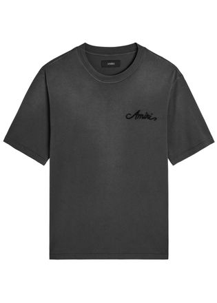 Amiri Bleach Bandana Patch Logo Cotton T-shirt - Black - XL