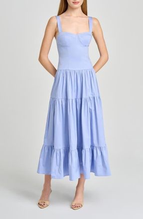 Wayf Melinda Sweetheart Neck Midi Dress in Blue at Nordstrom, Size X-Small