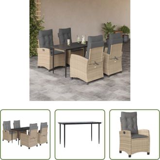 vidaXL vidaXL Cuscini da seduta - Set Pranzo da Giardino 5 pz con Cuscini Beige Misto Polyrattan