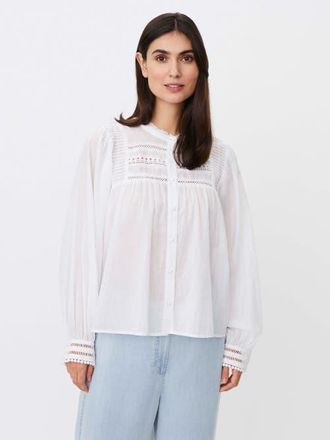 Masai Maizoria Mandarin Collar Blouse in White at Nordstrom, Size Xx-Large