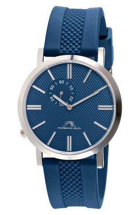 Porsamo Bleu Bennett Silicone Strap Watch, 40mm in Blue at Nordstrom Rack