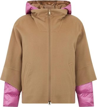 Herno Gelaagde Jas met Capuchon - Dames - Zomerjassen - Beige - S - Wol - Jassen