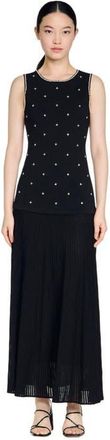 Sandro Rhinestone flower print maxi dress in Black at Nordstrom, Size 34 Eu