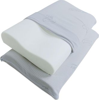 Baldiflex Baldiflex Coppia Di Cuscini In Memory Foam Forma Ortocervicale Fodera Silver Safe Dimensione 70x40 Cm