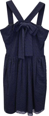 Maje Libby Eyelet Cocktail Dress in Navy Blue Polyester