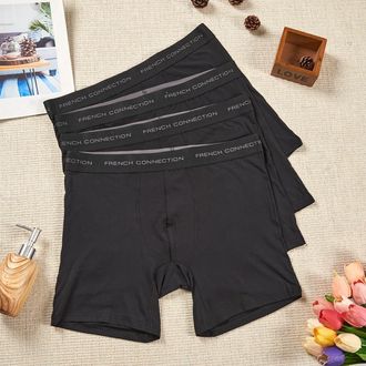 French Connection Mens 4-Pack Modal Boxer Brief in Black at Nordstrom, Size Small