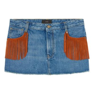 Alanui Denim Skirts, female, Blue, Size: W27 Golden Dusk Denim Mini Skirt